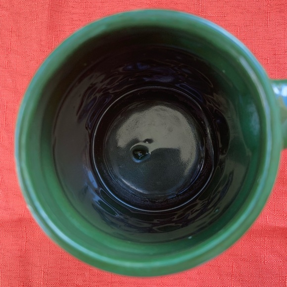 Pennsylvania Dutch Pottery mug, green with deer - Picture 4 of 7